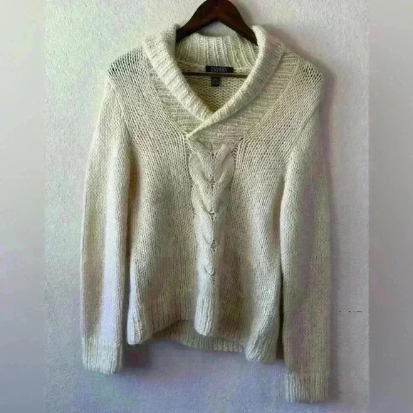 Lauren Ralph Lauren Exclusive Hand Knit Womens L‎ V-Neck Pullover Wool Sweater - Picture 1 of 9